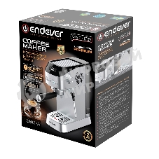 Кофеварка рожкового типа электрическая Endever Costa-1089, объем-1,2л, стальной/черный, мощность 1350 Вт, давление 20 бар