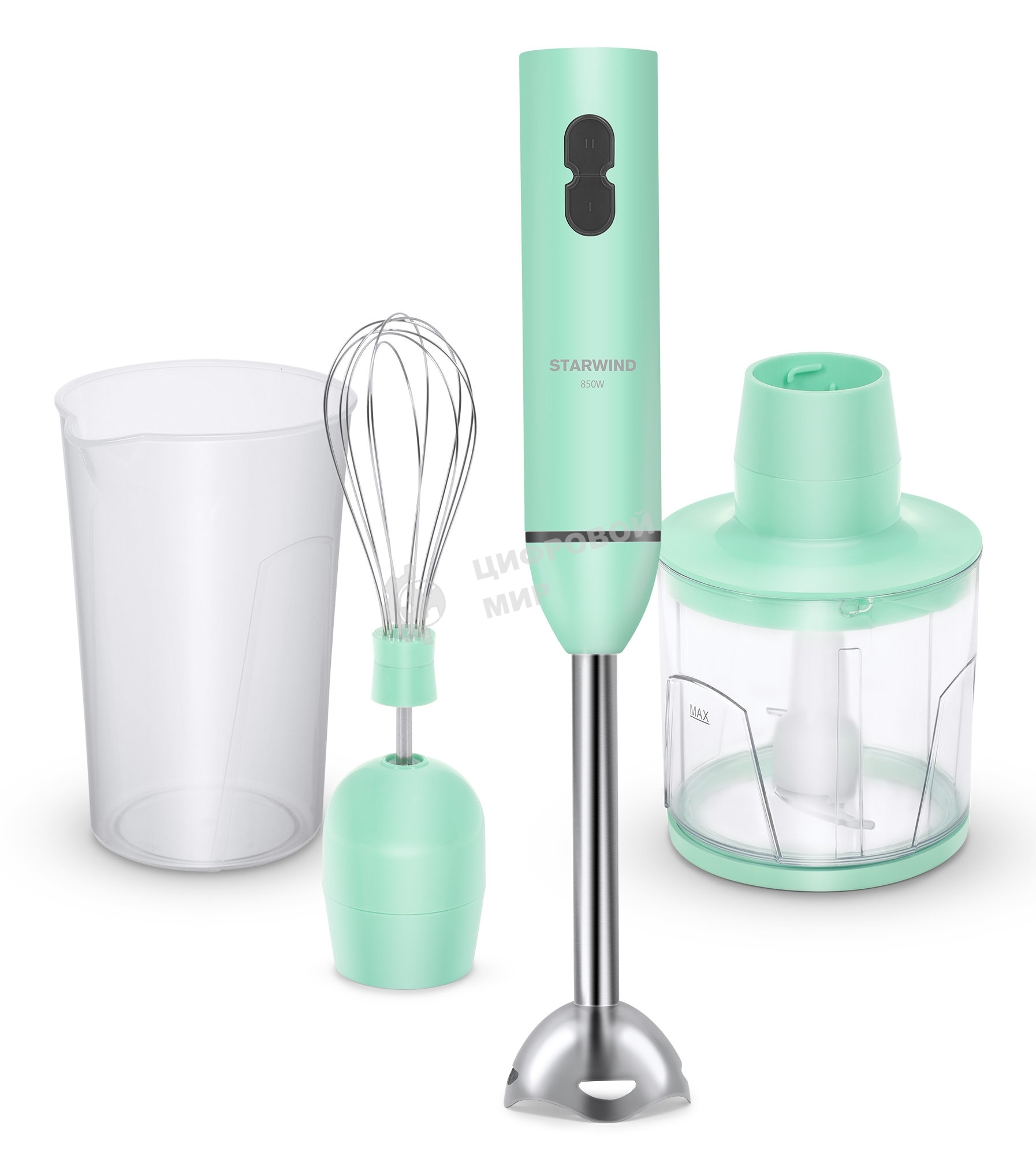 Блендер погружной Starwind SBP1113c 750 Вт, белый/зеленый
