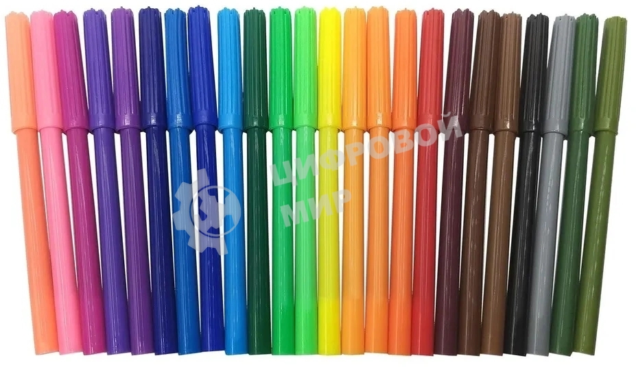 Фломастеры Silwerhof Eco 7.5мм 125мм, вентилируемый колпачок, 24 цвета, пакет с европодвесом