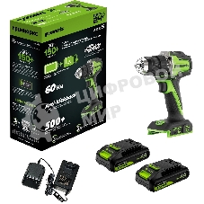 Дрель безударная Greenworks DD560 патрон:быстрозажимной реверс (3708407CUC)