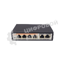 Коммутатор True IP TI-204P, 4×100 Мбит/с PoE+ + 2×100 Мбит/с Uplink, неуправляемый