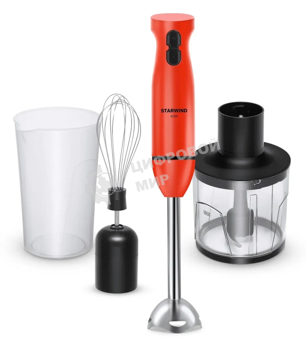 Блендер погружной Starwind SBP2201 850 Вт, красный/черный