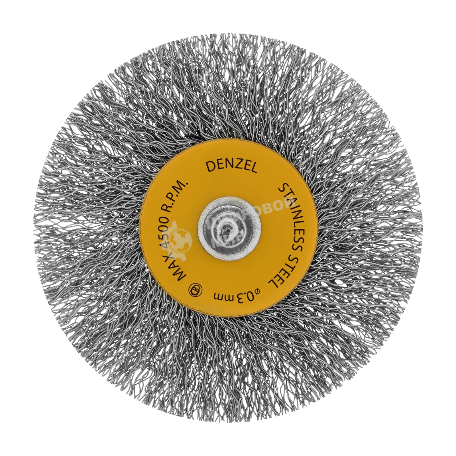 Набор щеток для дрели Denzel 5 Плоских 25-38-50-63-75 мм, шпилька, нерж. вит. проволока