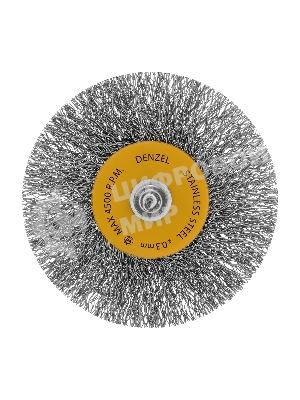 Набор щеток для дрели Denzel 5 Плоских 25-38-50-63-75 мм, шпилька, нерж. вит. проволока