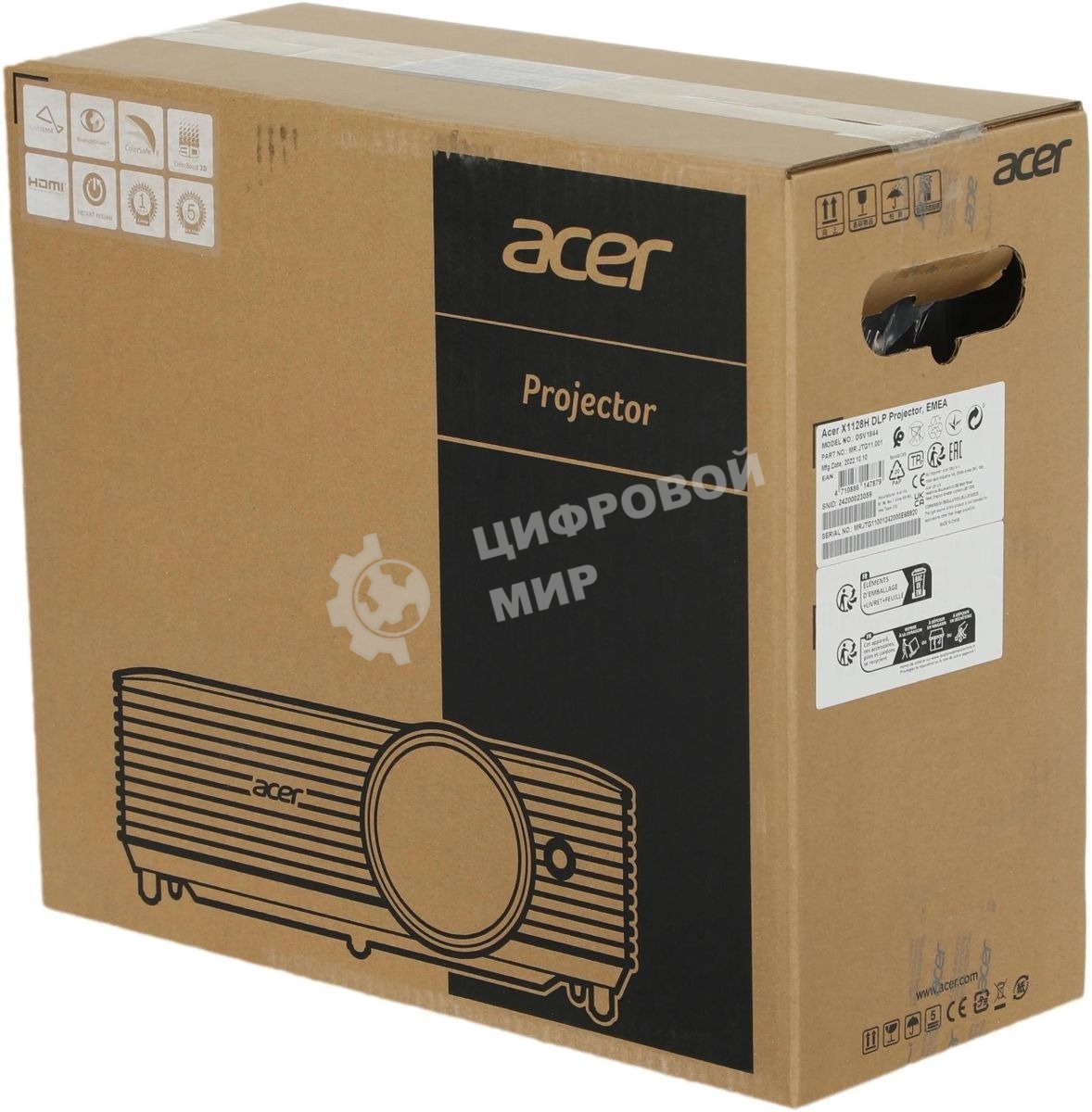 Проектор Acer X1128H, DLP, SVGA, 4800 Lm, 20000:1, EMEA, 2.7 Kg, EURO Power