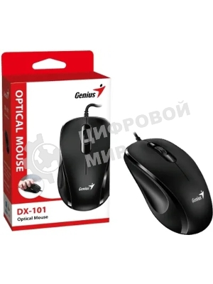Мышь проводная Genius DX-101 черный, 1200 dpi, USB, кнопки - 3