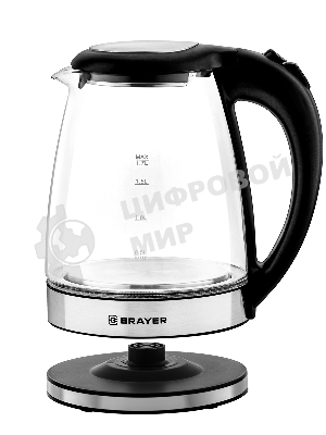 Электрочайник BRAYER BR6116 черный, 1.7 л, 1800 Вт, скрытый нагревательный элемент