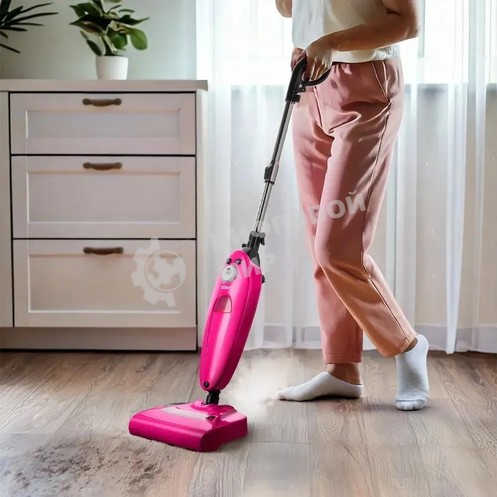 Швабра паровая Kitfort КТ-3940 1500Вт розовый/черный