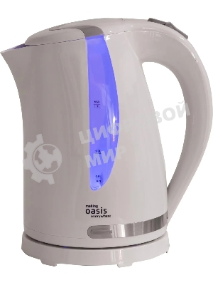 Чайник электрический Oasis K-2PW 1.7 л, 2200 Вт, белый корпус: пластик