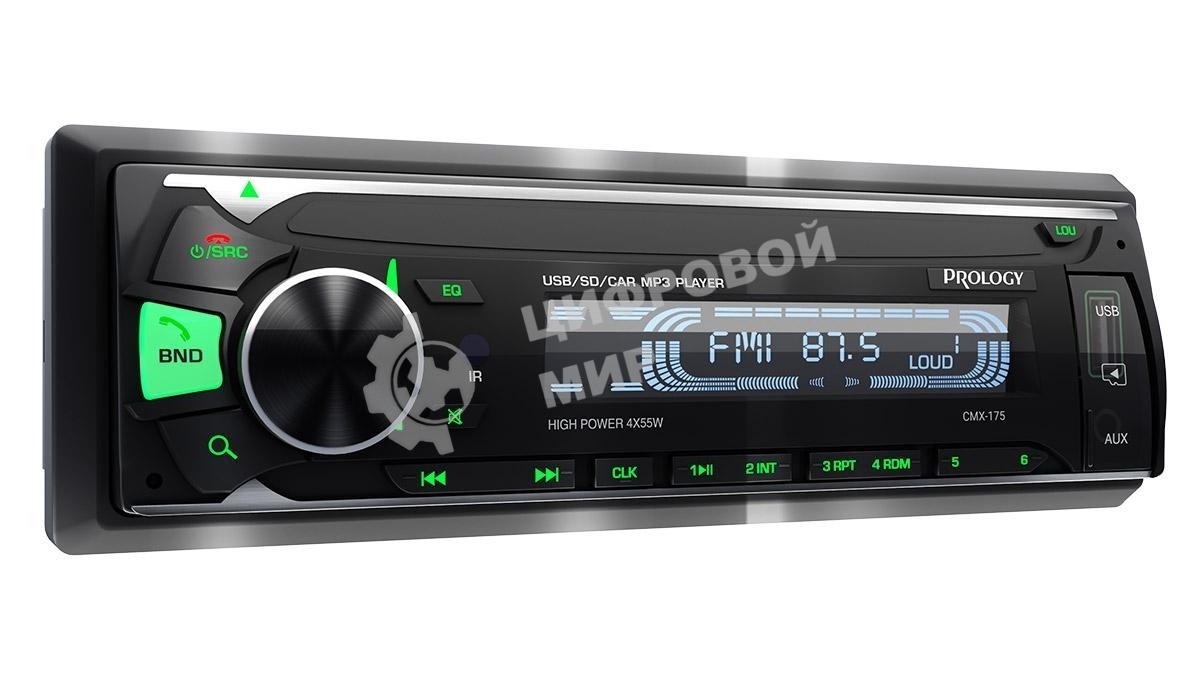 Автомагнитола Prology CMX-175, 1 DIN, Bluetooth, USB Type-A, AUX, пульт ДУ