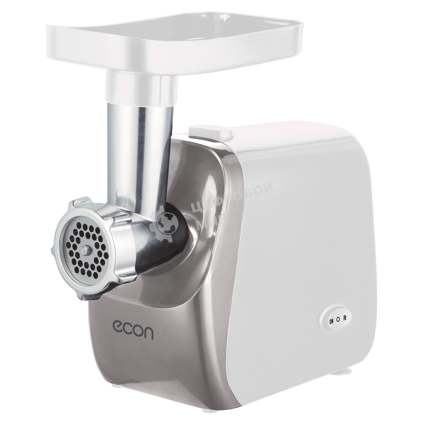 Мясорубка электрическая ECON ECO-1050MG белый, 1600 Вт, 1.8 кг/мин, реверс, защита от перегрузки, насадки - 4