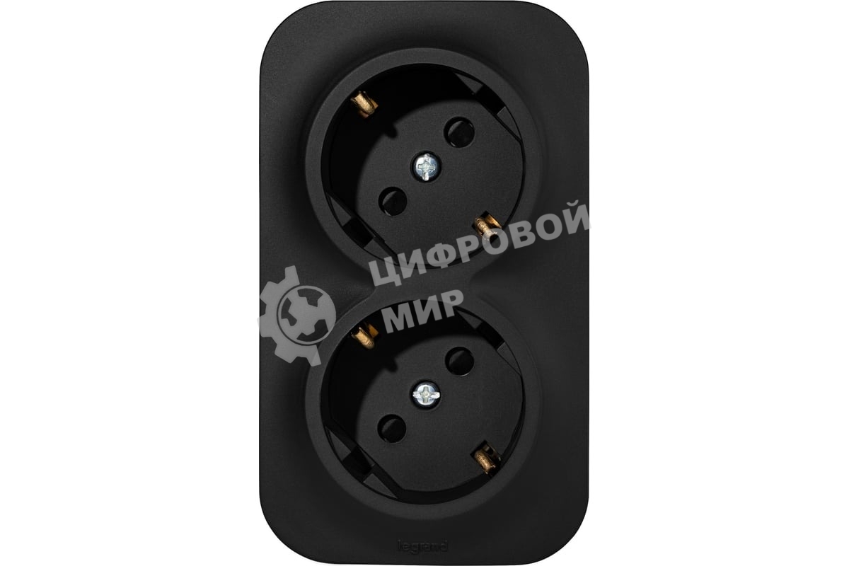 Розеточный блок двойной с заземлением с предварительным подключением со шторками 16А 250В винтовые зажимы накладной Quteo IP20 Чёрный матовый