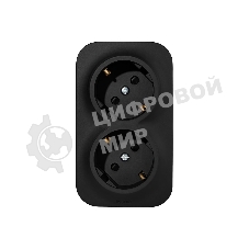 Розеточный блок двойной с заземлением с предварительным подключением со шторками 16А 250В винтовые зажимы накладной Quteo IP20 Чёрный матовый