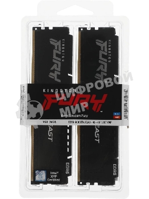 Оперативная память Kingston Fury Beast, DDR5, 16GB (2x8GB), 5600MHz, CL40, DIMM, с радиаторами, черный