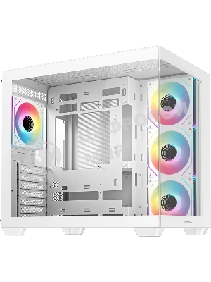 Компьютерный корпус Deepcool CG530 4F WH без БП, боковое окно (панорама), 3x120мм ARGB Reverce вентилятора на боковой стенке, 1x120мм ARGB вентилятор сзади, белый, ATX