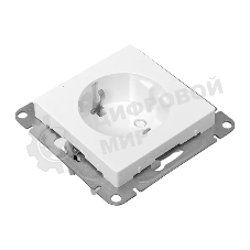 Механизм розетки EKF UP1-SOW-111 16А, с заземлением, со шторками, белый Эпика