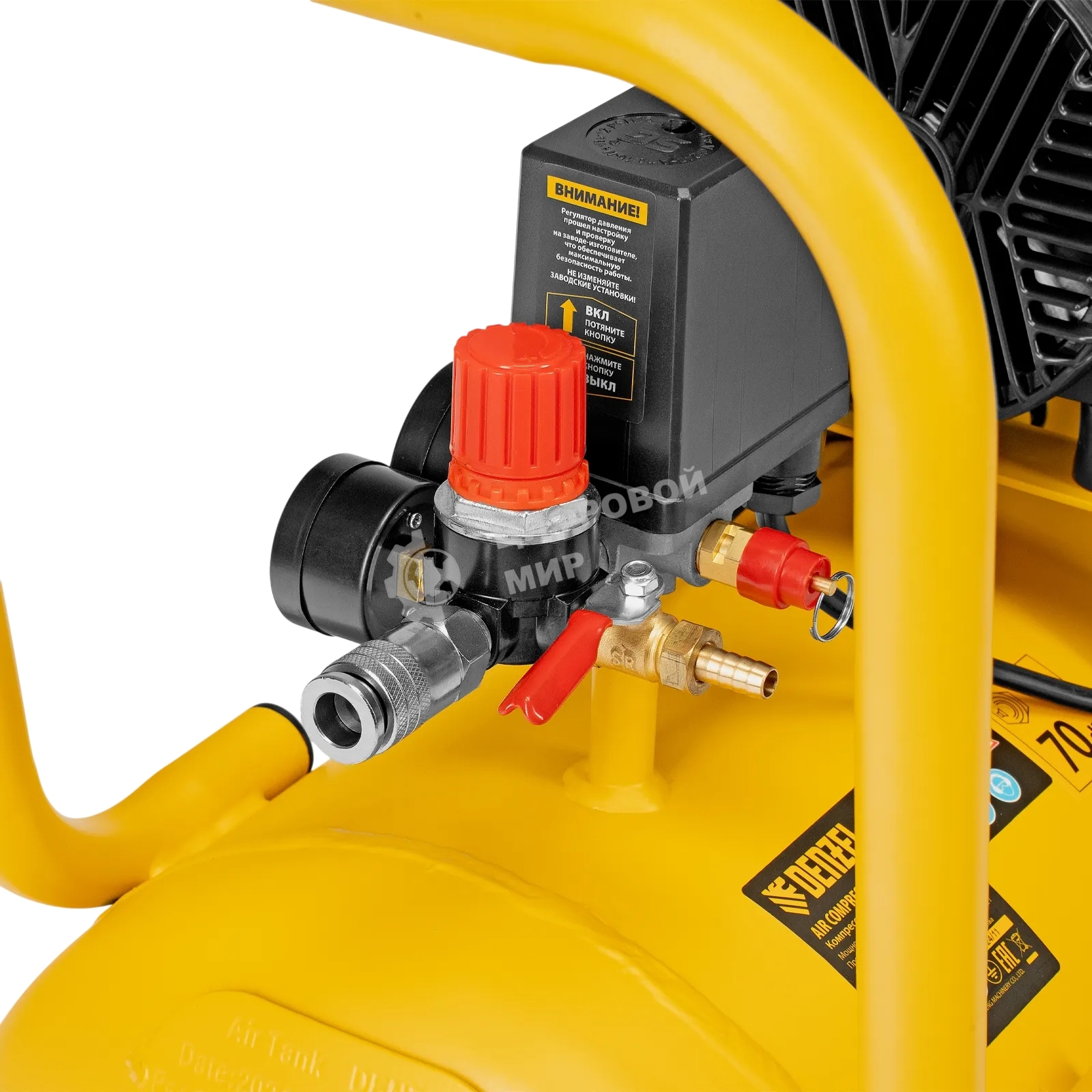 Компрессор безмасляный малошумный Denzel DLP-1500/50, 1,5 кВт, 50 л, 2850 об/мин, 250 л/мин