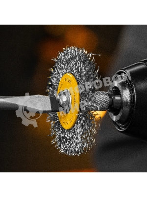 Набор щеток для дрели Denzel 5 Плоских 25-38-50-63-75 мм, шпилька, нерж. вит. проволока