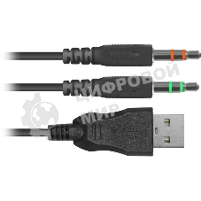 Гарнитура Defender Dexter RG чёрный, проводная, USB / 2 x mini jack 3.5 мм, подсветка