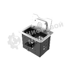 Прямоугольный металлический корпус Wize Pro WRTS-06BOXQI-S для модульной системы врезного лючка в стол с откидывающейся крышкой,до 6 модулей-вставок, беспроводная зарядка 10Вт для моб. устройств на крышке, преустановленная рамка,серебр