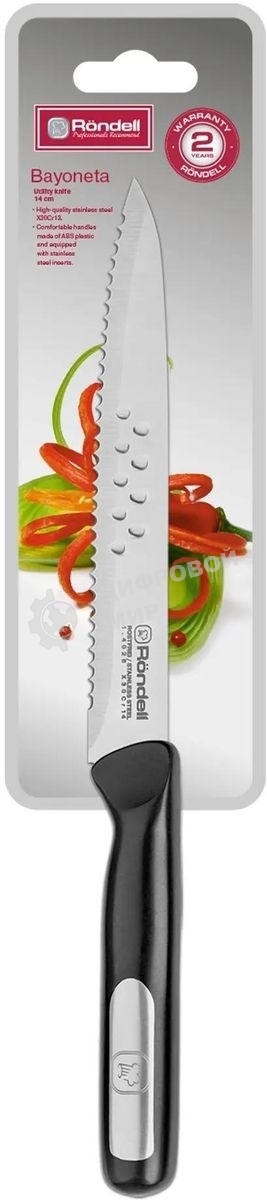 Нож Rondell Bayoneta RD-1572, универсальный, 140 мм, стальной, черный