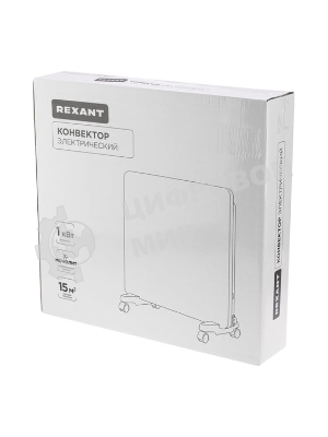 Конвектор электрический Rexant белый, 1000 Вт, 15 м2, электронный термостат