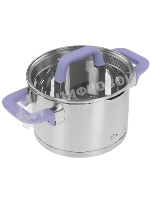 Кастрюля Lara LR02-254 Лаванда 5 л, 22 см, с крышкой, нержавеющая сталь
