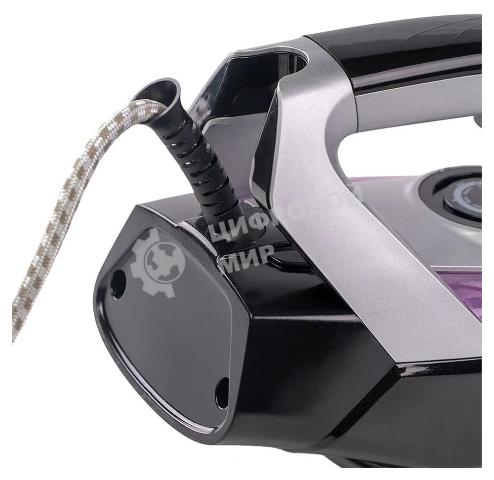 Утюг Galaxy Line GL 6128, фиолетовый с черным, паровой, 2200 Вт, постоянный пар 30 г/мин, паровой удар 140 г/мин, функции: самоочистка, антикапля, антинакипь, функция увлажнения, вертикальное отпаривание, защита от перегрева, индикатор нагрева, керамическ