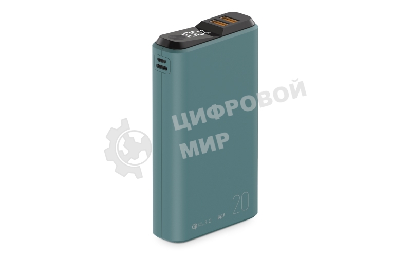 Портативный аккумулятор OLMIO QS-20, 20000mAh, 22.5W QuickCharge3.0/PowerDelivery, LCD, темно-зеленый