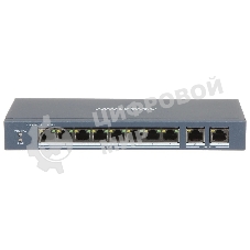Коммутатор Hikvision DS-3E0310P-E/M, 8×100 Мбит/с PoE+ + 1×1 Гбит/с RJ45 + 1×1 Гбит/с Combo, неуправляемый