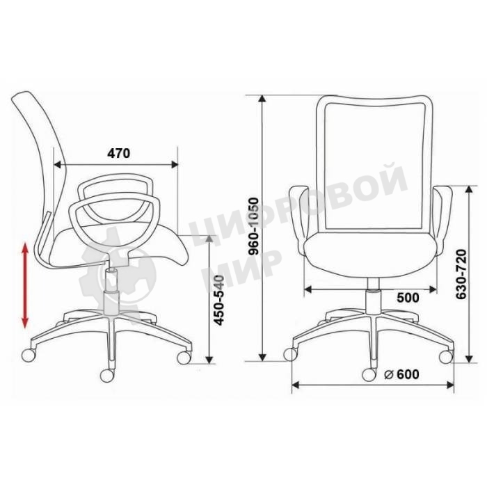 Кресло компьютерное Бюрократ Ch-599/R/TW-97N спинка сетка красный TW-35N, сиденье красный TW-97N