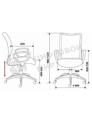 Кресло Бюрократ Ch-599/R/TW-97N красный, сетка, 120 кг, механизм качания