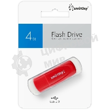 Флешка USB SmartBuy Scout Red (SB004Gb2SCR), 4Gb, USB 2.0, R/W 10/7, красный