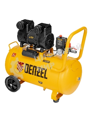 Компрессор безмасляный малошумный Denzel DLP-1500/50, 1,5 кВт, 50 л, 2850 об/мин, 250 л/мин