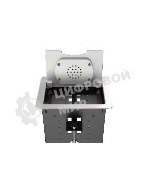 Прямоугольный металлический корпус Wize Pro WRTS-06BOXQI-S для модульной системы врезного лючка в стол с откидывающейся крышкой,до 6 модулей-вставок, беспроводная зарядка 10Вт для моб. устройств на крышке, преустановленная рамка,серебр