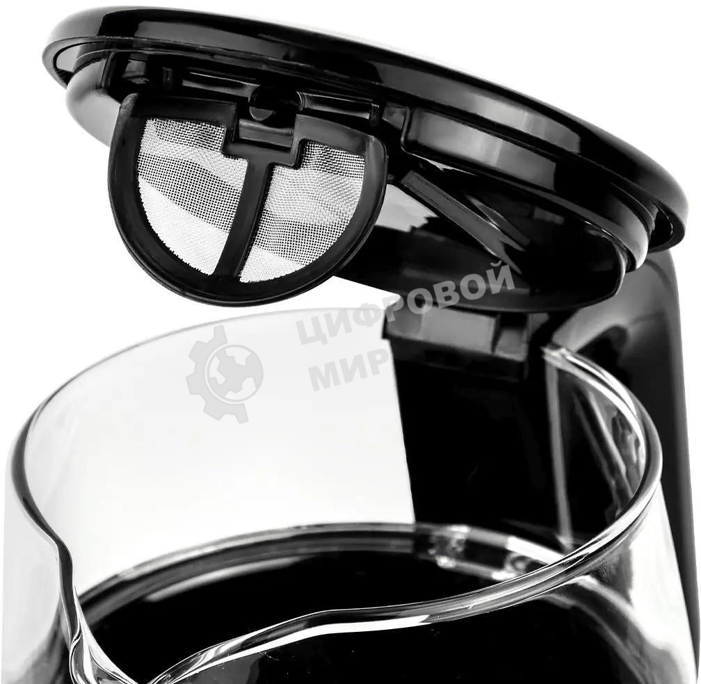 Чайник Centek CT-0019, 1100 Вт, стекло, черный и серебристый