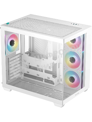 Компьютерный корпус Deepcool CG530 4F WH без БП, боковое окно (панорама), 3x120мм ARGB Reverce вентилятора на боковой стенке, 1x120мм ARGB вентилятор сзади, белый, ATX