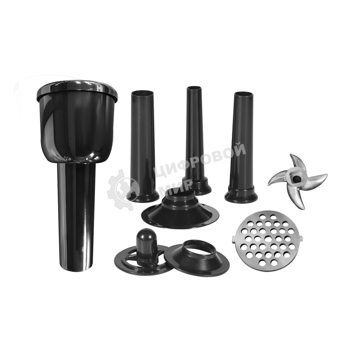 Мясорубка электрическая Centek CT-1607 серый, 3000 Вт, 3.0 кг/мин, реверс, металлический лоток, насадки - 5