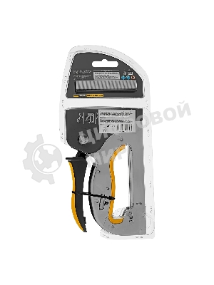 Степлер Denzel металл., скобы в комплекте, плавная регулировка удара, 2К рукоятка, тип 53, 4-14 мм