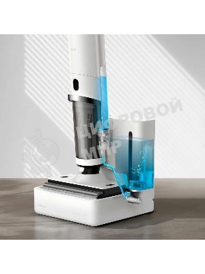 Пылесос вертикальный Deerma DEM-VX910W белый/черный, питание от аккумулятора, 230 Вт, уборка влажная/сухая, пылесборник 0.7 л, работа от АКБ max - 45 мин