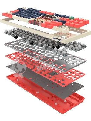 Клавиатура проводная A4Tech Bloody AT87 Proxy Boom USB бежевый/красный