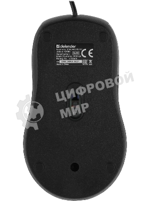 Мышь проводная Defender Standard MB-580 черный, 1000 dpi, USB, кнопки - 3