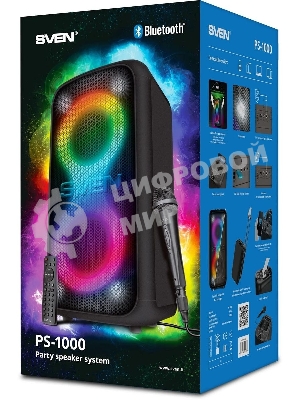 Колонка портативная SVEN АС PS-1000 черный 160W 1.0 BT/3.5Jack 8000mAh