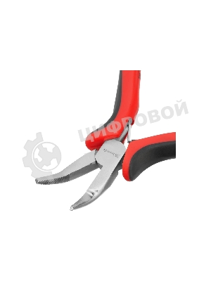 Длинногубцы Matrix Mini, 130 мм, никелированные, изогнутые, авторазжим, двухкомпонентные рукоятки