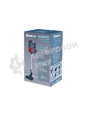 Пылесос вертикальный Sakura SA-8322R серый/красный, питание от сети, 180 Вт, уборка сухая, пылесборник 1 л