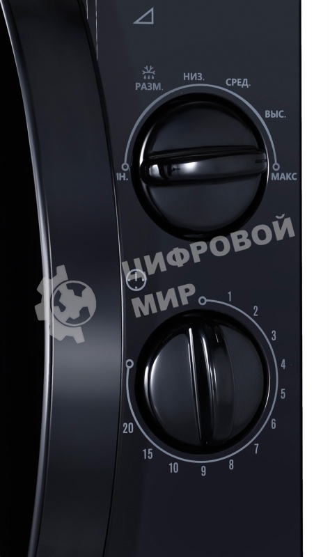 Микроволновая печь Starwind SMW2320 черный, 20 л, 700 Вт, переключатели - поворотный механизм