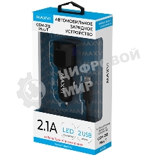 Автомобильное зарядное устройство Maxvi CCM-212 Plus T черный 2.1A