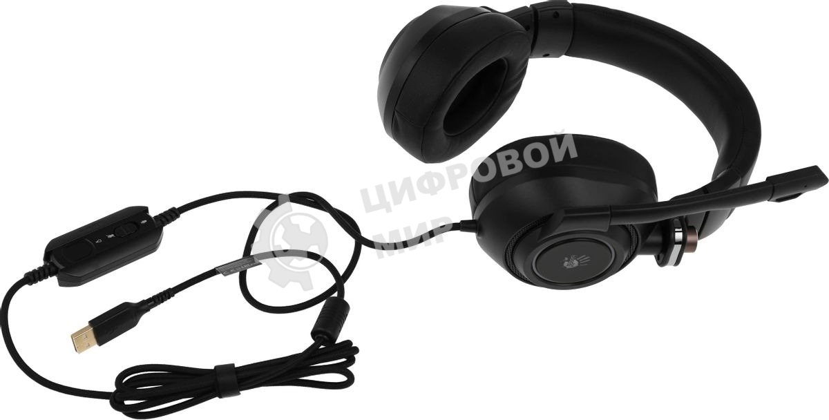 Гарнитура проводная с микрофоном A4Tech Bloody G580 черный 2м мониторные USB оголовье (G580 USB,BLACK)