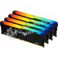 Оперативная память Kingston Fury Beast, DDR4, 32GB (4x8GB), 3200MHz, CL16, DIMM, с радиатором, RGB, черный