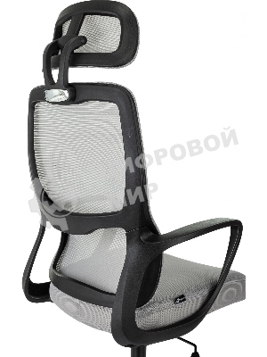Кресло Бюрократ Wise серый, сетка, подголовник